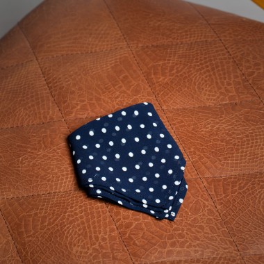 Dark blue polka dot pocket square - product image