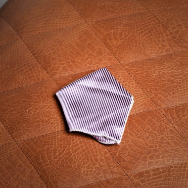 White/purple striped pocket sqaure - product image