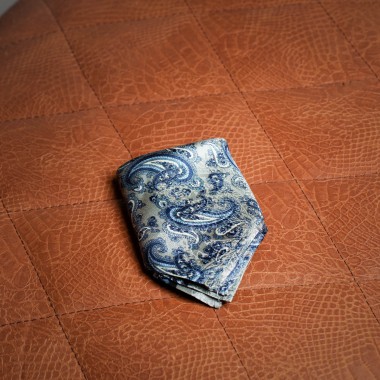 Light grey/blue paisley pocket sqaure - product image