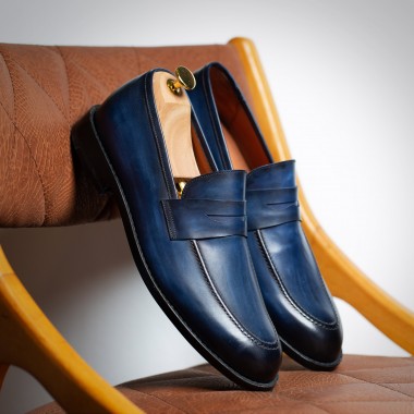 Blue Patina leather loafers - product image