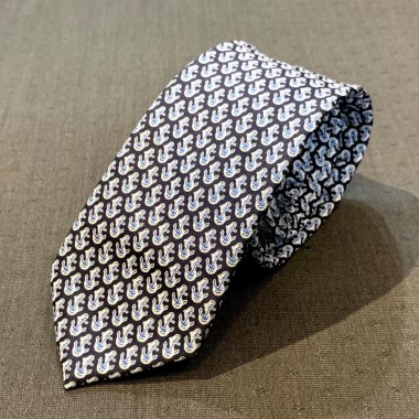 Black tie with blue anchor print - product image