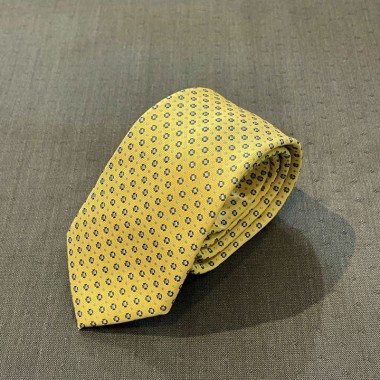 Κίτρινη γραβάτα με ασημί/μαυρο πουά - product image