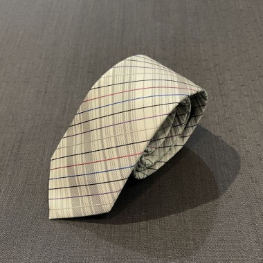 Λευκή Γκρι πολύχρωμη ριγέ γραβάτα - product image