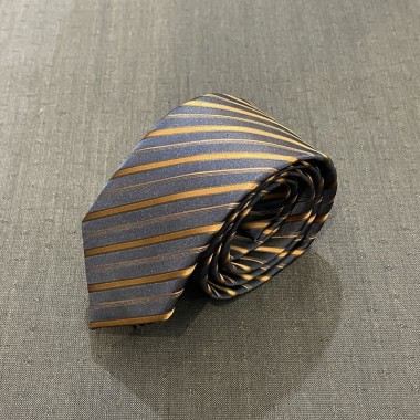Μπλε / Χρυσή ριγέ γραβάτα - product image