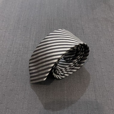 Μαύρη / Ασημί ριγέ γραβάτα - product image