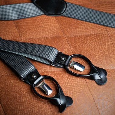 Grey pie de pool tweed suspenders - product image