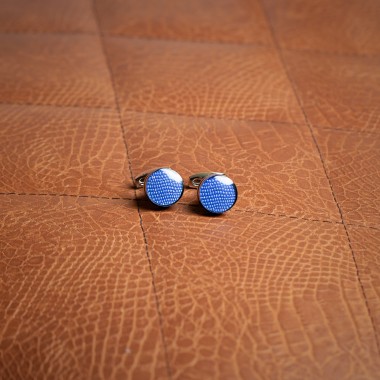 blue round cufflinks - product image