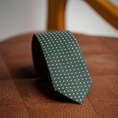 Πράσινη γραβάτα με λευκό πουά - product image