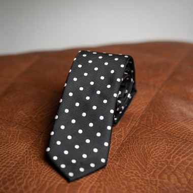 Black tie with white polka dot - product image