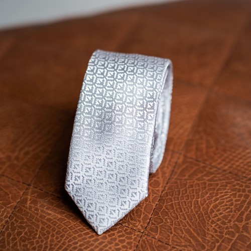 Silver/grey tie with print - product image