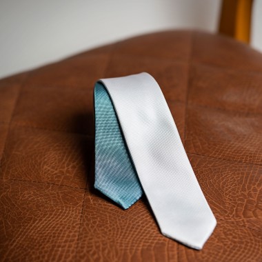 Ασημί/μπλε τετραπλής όψεως γραβάτα - product image