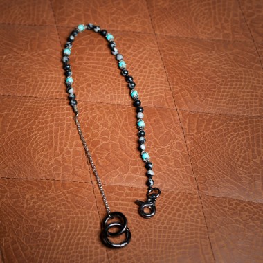 Silver chain with blue mineral stones - product image